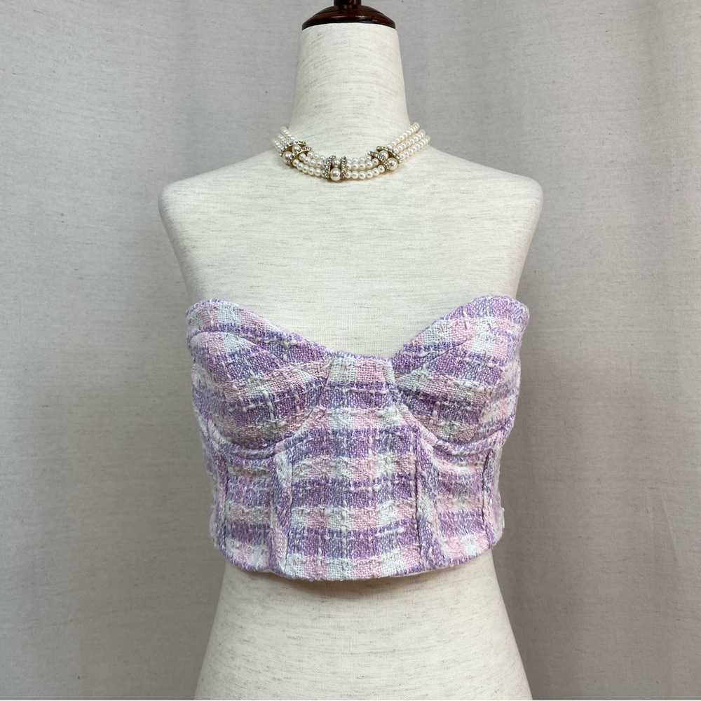 ZARA Women’s Bralette Top Plaid Design Size Medium